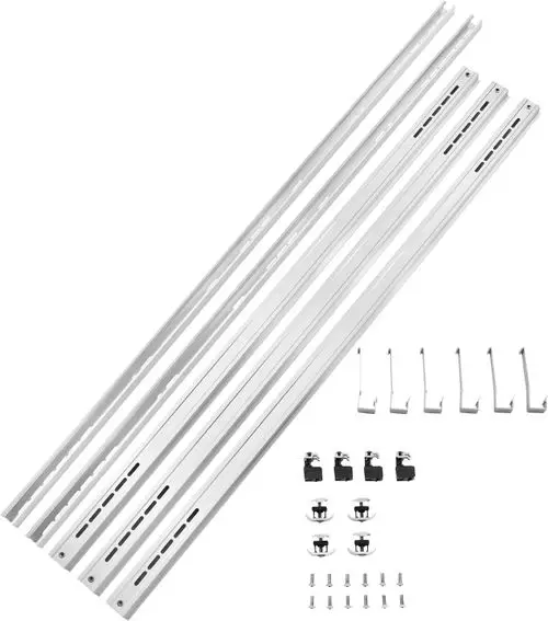 Befestigungselemente für Vakuumröhrenkollektoren, bestehend aus Aluminiumprofilen, Halterungen und Montageschrauben, zur Installation von Bosch Kollektoren auf Dächern.
